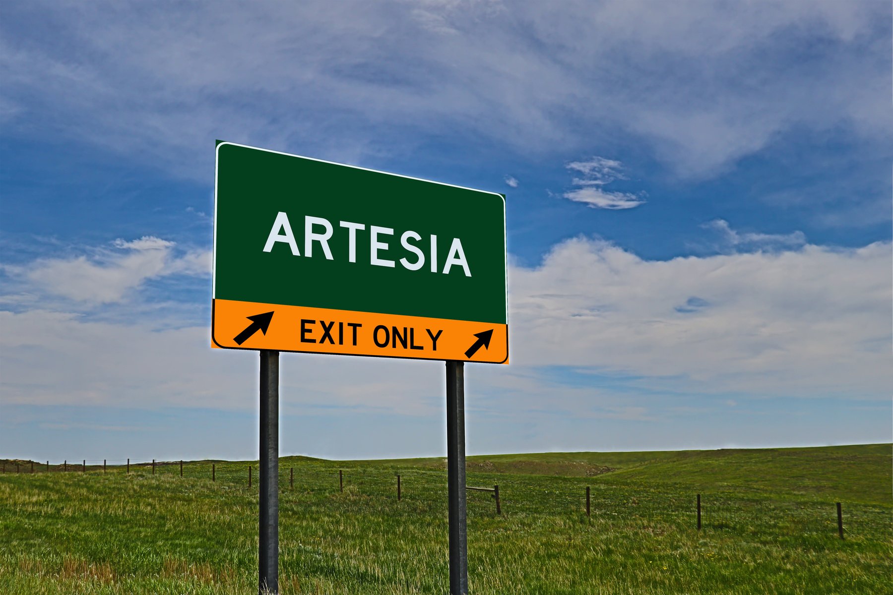 ARTESIA US Highway Exit Only Sign